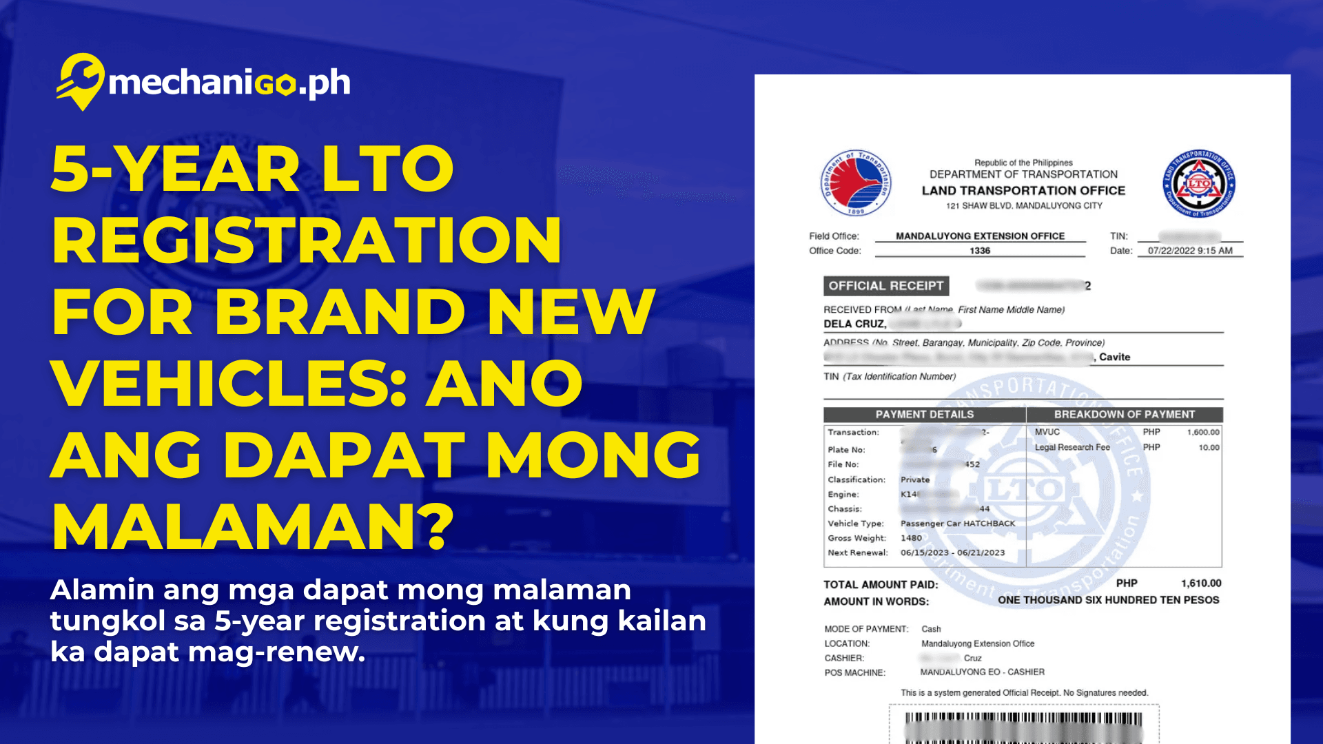 Brand New Car o Motor? 5 Years na ang LTO Registration — Narito ang Dapat Mong Malaman