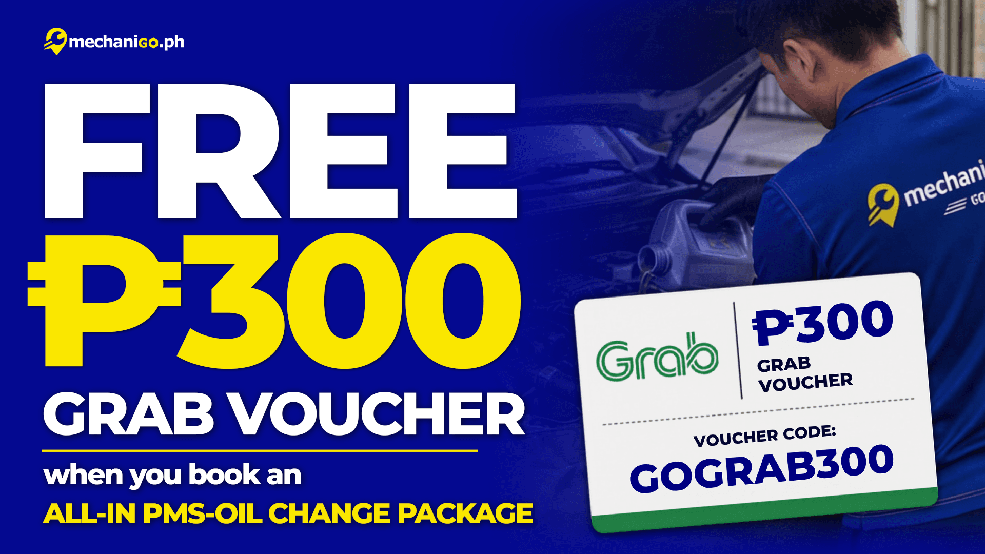 FREE ₱300 Grab Voucher When You Book an All-In PMS Oil Change