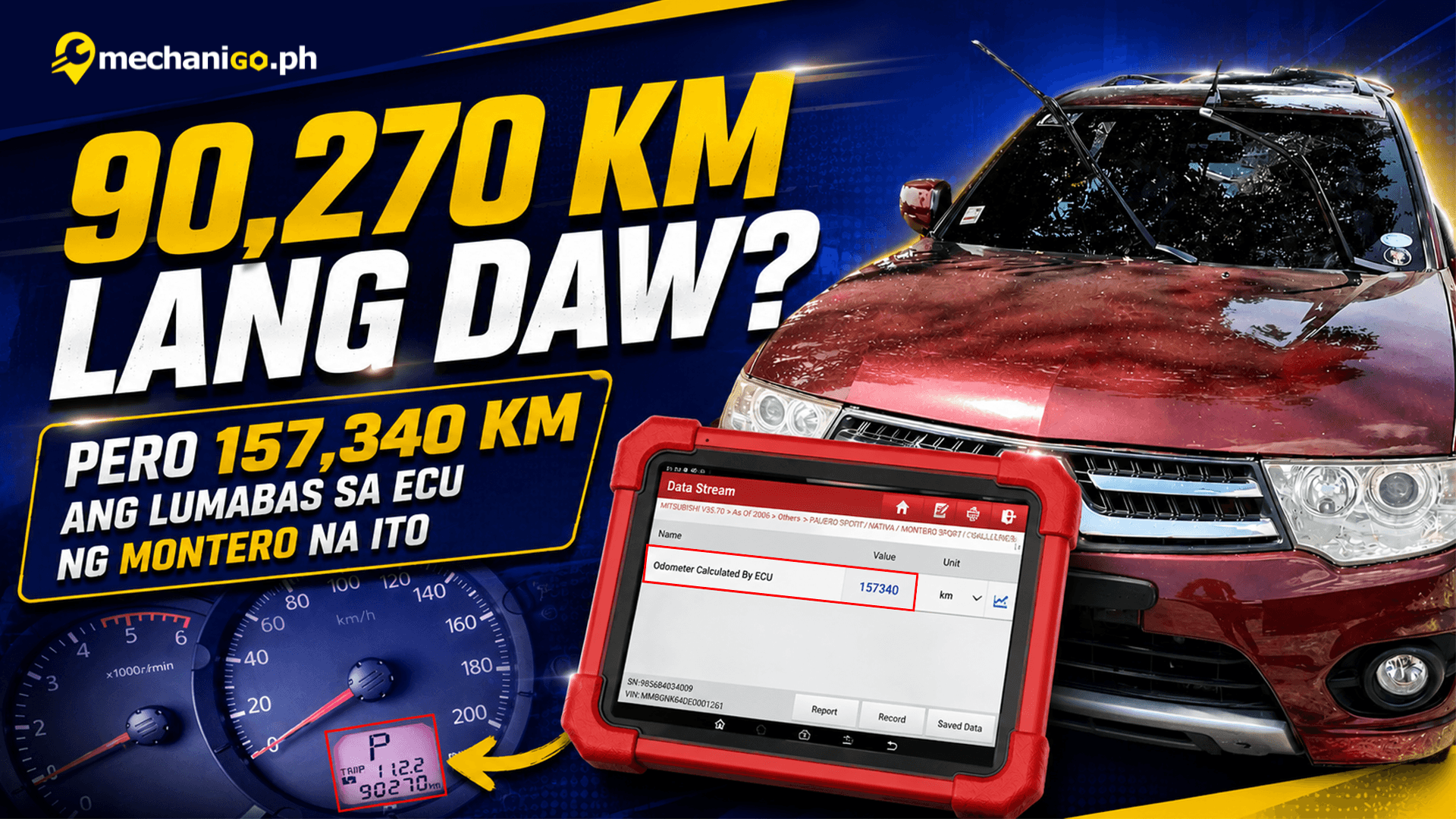 90,270 KM Lang Daw? Pero 157,340 KM ang Lumabas sa ECU ng Montero na Ito