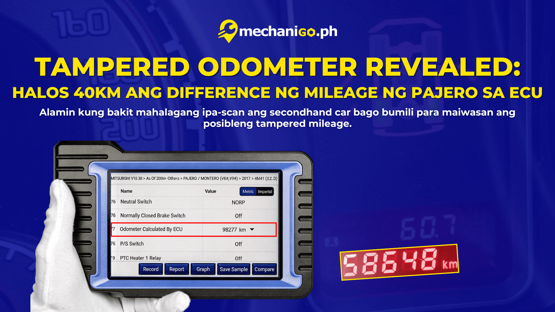 Tampered Odometer Revealed: Halos 40,000 KM ang Difference ng Mileage ng Pajero sa ECU